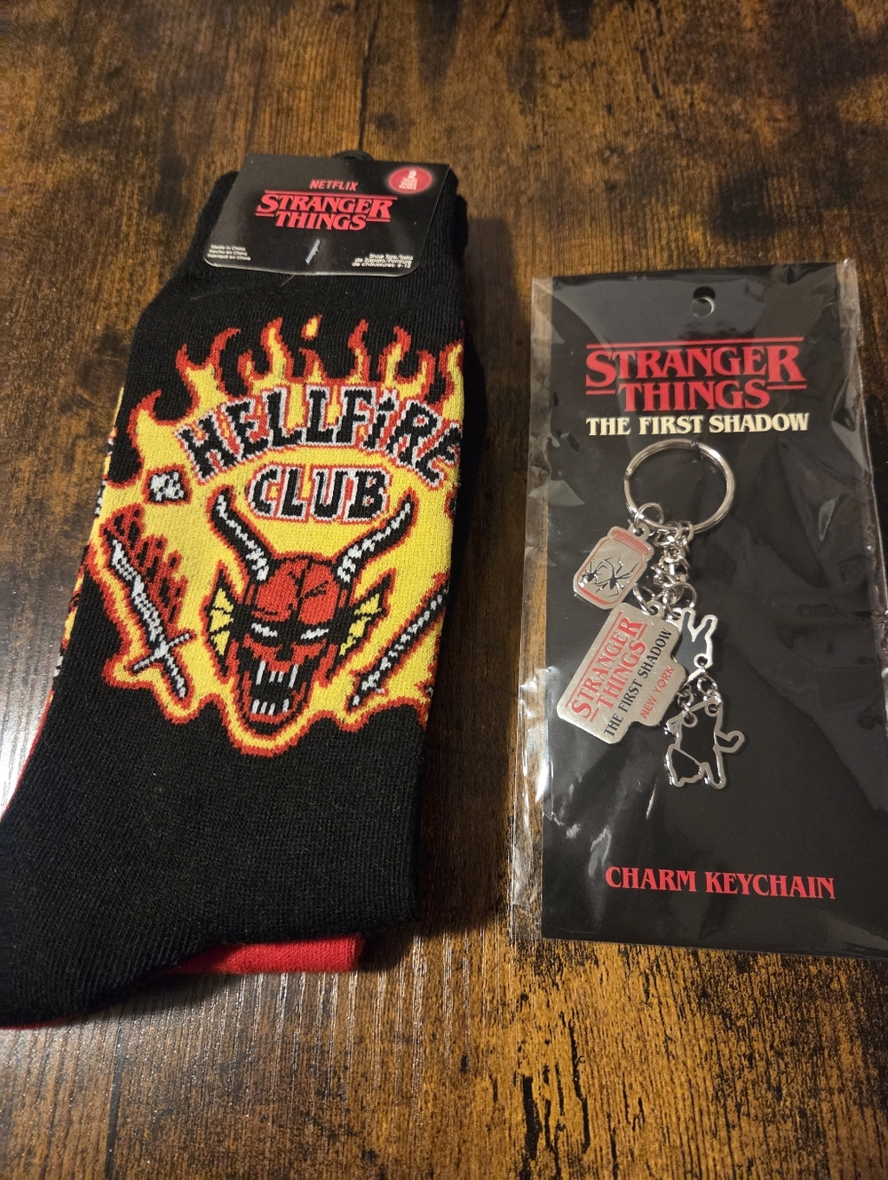 Stranger Things First Shadow Offical Broadway Keychain (Socks Bundle)